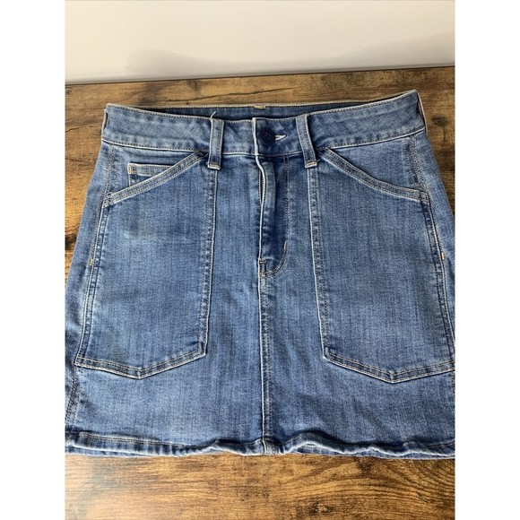 American Eagle Outfitters Dresses & Skirts - AMERICAN Eagle Next Level Stretch Hi Rise Mini Womens Sz 6 Med Wash Jean Skirt